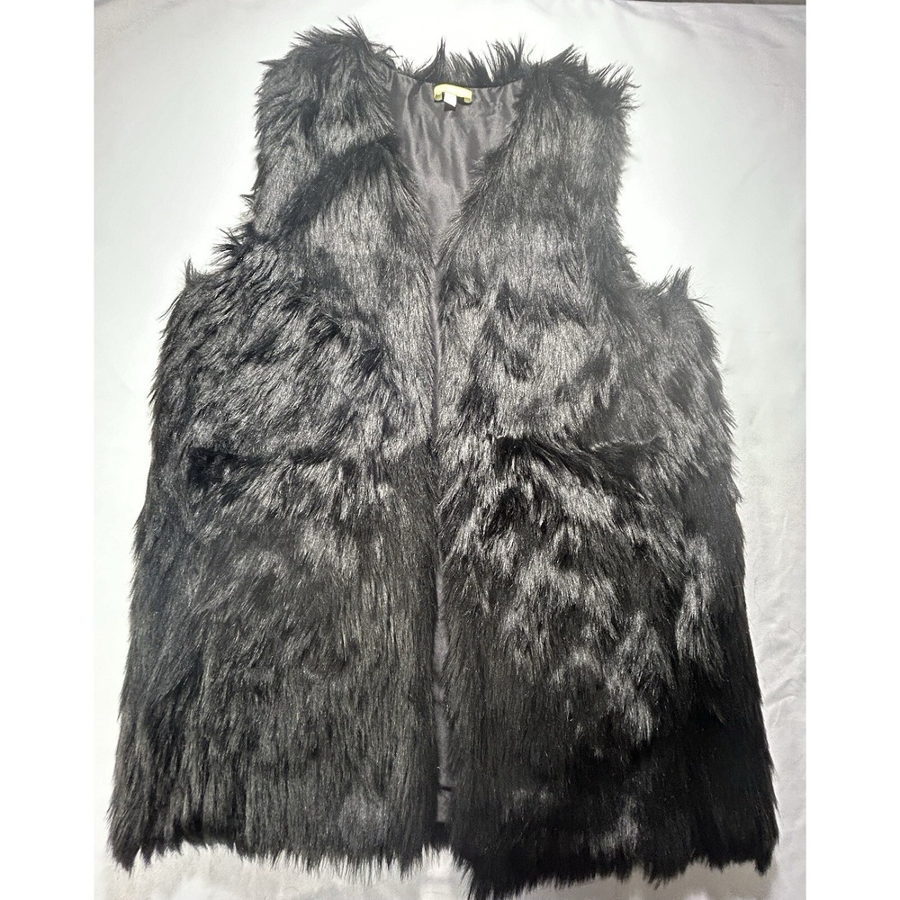 Gianni Bini Faux Fur Black vest women's medium fashion